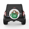 I NEED COFFEE SLOTH PEARL  WHITE CARBON FIBER TIRE COVER