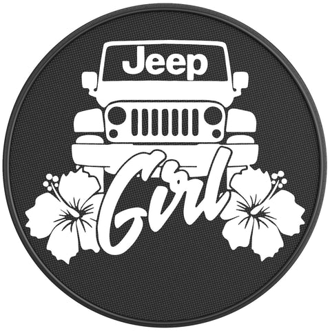JEEP GIRL FLOWERS PEARL  WHITE CARBON FIBER TIRE COVER