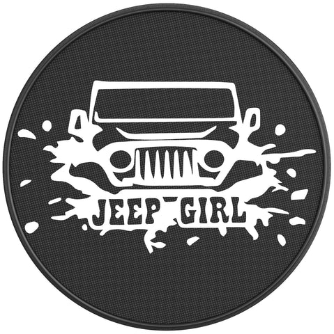 JEEP GIRL MUDDY PEARL  WHITE CARBON FIBER TIRE COVER