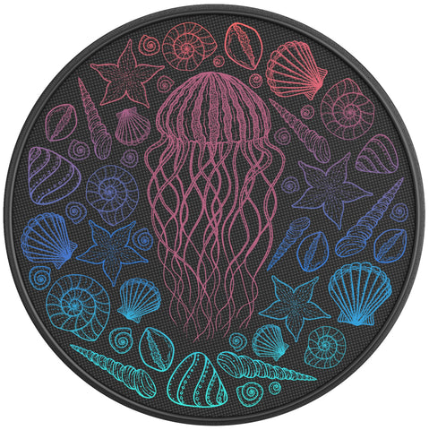 JELLYFISH WITH SEA TURTLE BLACK CARBON FIBER TIRE COVER