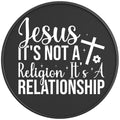 JESUS IS NOT A RELIGION PEARL  WHITE CARBON FIBER TIRE COVER