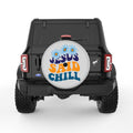 JESUS SAID CHILL SILVER CARBON FIBER TIRE COVER