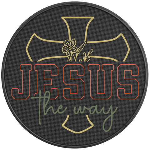 JESUS THE WAY BLACK CARBON FIBER TIRE COVER