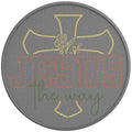 JESUS THE WAY SILVER CARBON FIBER TIRE COVER