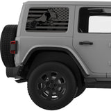 JUMPING SPRINGER SPANIEL US FLAG QUARTER WINDOW DECAL FITS 2011-2018 JEEP WRANGLER 4 DOOR HARD TOP JKU