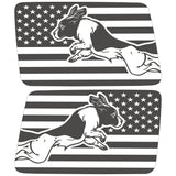 JUMPING SPRINGER SPANIEL US FLAG QUARTER WINDOW DRIVER & PASSENGER DECALS