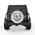 JUST A GIRL WITH BIG DREAMS SILVER CARBON FIBER TIRE COVER