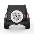 JUST A GIRL WITH BIG DREAMS PEARL  WHITE CARBON FIBER TIRE COVER