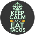 KEEP CALM AND EAT TACOS PEARL  WHITE CARBON FIBER TIRE COVER