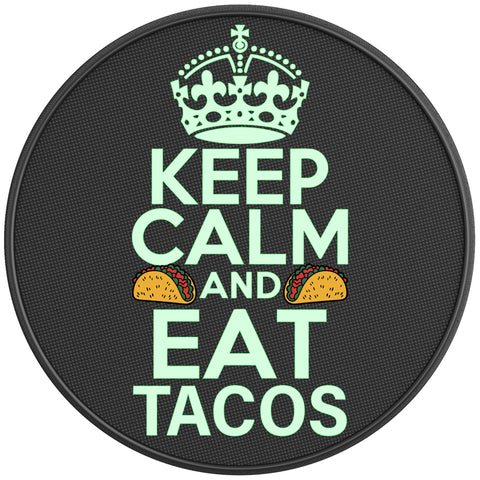 KEEP CALM AND EAT TACOS BLACK CARBON FIBER TIRE COVER