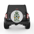 KEEP CALM AND EAT TACOS SILVER CARBON FIBER TIRE COVER