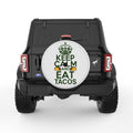 KEEP CALM AND EAT TACOS PEARL  WHITE CARBON FIBER TIRE COVER