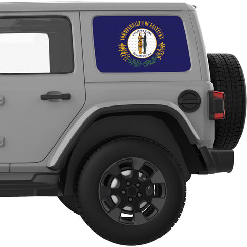 KENTUCKY STATE FLAG QUARTER WINDOW DECAL FITS 2018+ JEEP WRANGLER 4 DOOR HARD TOP JLU