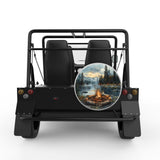 LAKESIDE CAMPFIRE SILVER CARBON FIBER TIRE COVER FOR MOKE