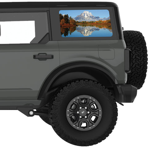 LAKE REFLECTION MOUNTAINS LANDSCAPE QUARTER WINDOW DECAL FITS 2021+ FORD BRONCO 4 DOOR HARD TOP