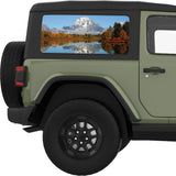 LAKE REFLECTION MOUNTAINS LANDSCAPE QUARTER WINDOW DECAL FITS 2011-2018 JEEP WRANGLER 2 DOOR HARD TOP JK