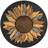 LEOPARD PRINT SUNFLOWER BLACK TIRE COVER