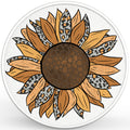 LEOPARD PRINT SUNFLOWER PEARL  WHITE CARBON FIBER TIRE COVER