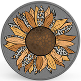 LEOPARD PRINT SUNFLOWER SILVER CARBON FIBER TIRE COVER