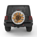 LEOPARD PRINT SUNFLOWER WHITE TIRE COVER
