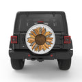 LEOPARD PRINT SUNFLOWER BLACK TIRE COVER