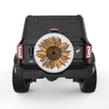 LEOPARD PRINT SUNFLOWER PEARL  WHITE CARBON FIBER TIRE COVER