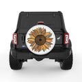 LEOPARD PRINT SUNFLOWER WHITE TIRE COVER