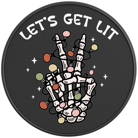 LETS GET LIT BLACK CARBON FIBER TIRE COVER