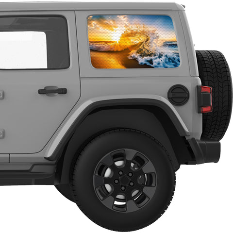 LIFE IS A BEACH WAVE QUARTER WINDOW DECAL FITS 2018+ JEEP WRANGLER 4 DOOR HARD TOP JLU