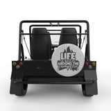 LIFE IS BETTER AROUND THE CAMPFIRE SILVER CARBON FIBER TIRE COVER FOR MOKE