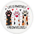 LIFE IS MEOWVELOUS PEARL  WHITE CARBON FIBER TIRE COVER