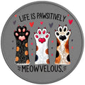 LIFE IS MEOWVELOUS SILVER CARBON FIBER TIRE COVER