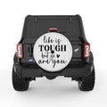 LIFE IS TOUGH BUT SO ARE YOU PEARL  WHITE CARBON FIBER TIRE COVER