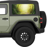 LIGHT AT THE END OF A FOREST PATHWAY QUARTER WINDOW DECAL FITS 2018+ JEEP WRANGLER 2 DOOR HARD TOP JL