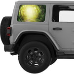 LIGHT AT THE END OF A FOREST PATHWAY QUARTER WINDOW DECAL FITS 2011-2018 JEEP WRANGLER 4 DOOR HARD TOP JKU