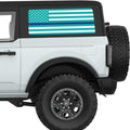 LIGHT BLUE WHITE WITH BLUE LINE AMERICAN FLAG QUARTER WINDOW DECAL FITS 2021+ FORD BRONCO 2 DOOR HARD TOP