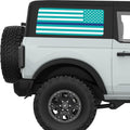 LIGHT BLUE WHITE WITH BLUE LINE AMERICAN FLAG QUARTER WINDOW DECAL FITS 2021+ FORD BRONCO 2 DOOR HARD TOP