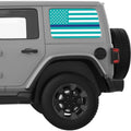 LIGHT BLUE WHITE WITH BLUE LINE AMERICAN FLAG QUARTER WINDOW DECAL FITS 2018+ JEEP WRANGLER 4 DOOR HARD TOP JLU