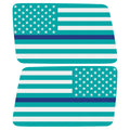 LIGHT BLUE WHITE WITH BLUE LINE AMERICAN FLAG QUARTER WINDOW DRIVER & PASSENGER DECALS