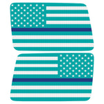 LIGHT BLUE WHITE WITH BLUE LINE AMERICAN FLAG QUARTER WINDOW DRIVER & PASSENGER DECALS