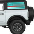 LIGHT BLUE WHITE WITH RED LINE AMERICAN FLAG QUARTER WINDOW DECAL FITS 2021+ FORD BRONCO 2 DOOR HARD TOP