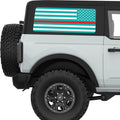 LIGHT BLUE WHITE WITH RED LINE AMERICAN FLAG QUARTER WINDOW DECAL FITS 2021+ FORD BRONCO 2 DOOR HARD TOP
