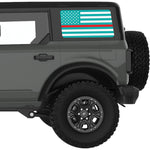 LIGHT BLUE WHITE WITH RED LINE AMERICAN FLAG QUARTER WINDOW DECAL FITS 2021+ FORD BRONCO 4 DOOR HARD TOP