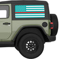 LIGHT BLUE WHITE WITH RED LINE AMERICAN FLAG QUARTER WINDOW DECAL FITS 2018+ JEEP WRANGLER 2 DOOR HARD TOP JL