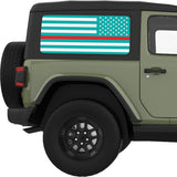 LIGHT BLUE WHITE WITH RED LINE AMERICAN FLAG QUARTER WINDOW DECAL FITS 2011-2018 JEEP WRANGLER 2 DOOR HARD TOP JK