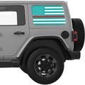 LIGHT BLUE WHITE WITH RED LINE AMERICAN FLAG QUARTER WINDOW DECAL FITS 2018+ JEEP WRANGLER 4 DOOR HARD TOP JLU