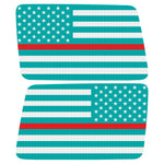 LIGHT BLUE WHITE WITH RED LINE AMERICAN FLAG QUARTER WINDOW DRIVER & PASSENGER DECALS