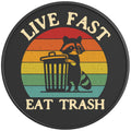 LIVE FAST EAT TRASH BLACK CARBON FIBER TIRE COVER