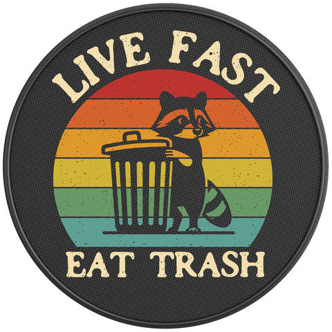LIVE FAST EAT TRASH PEARL  WHITE CARBON FIBER TIRE COVER