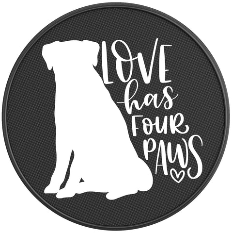 LOVE HAS FOUR PAWS BLACK CARBON FIBER TIRE COVER